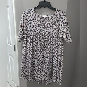 Umgee Cream Brown & Blue Dress-Sm